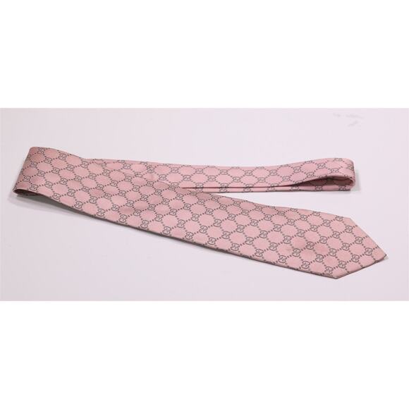 Gucci Current Pink GG Monogram Logo Silk Handmade Necktie Tie - Picture 2 of 5